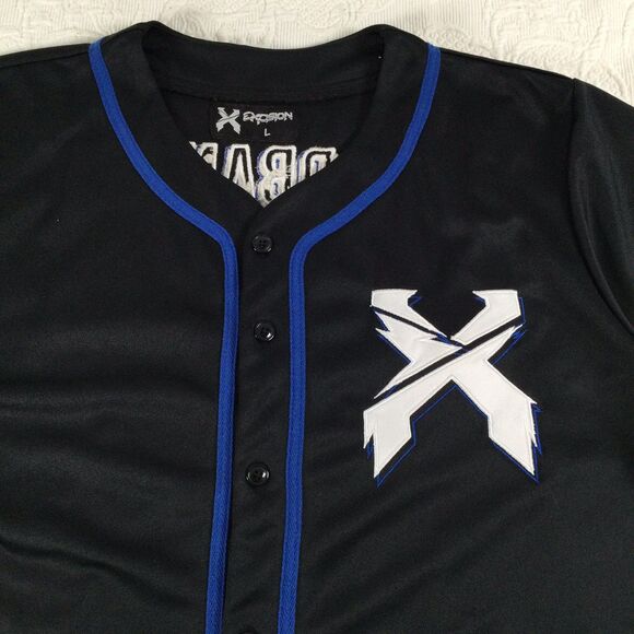 Excision X Headbanger DJ EDM Rave Blue Black Baseball Jersey Mens Large Party - Picture 4 of 8